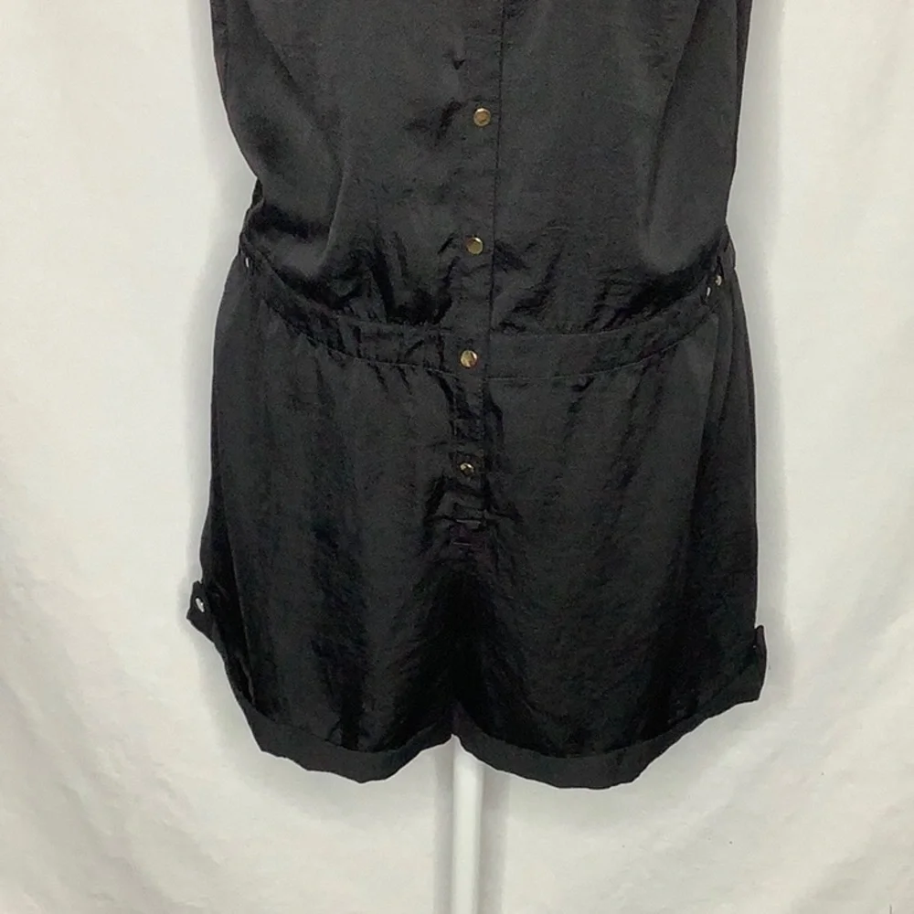 H&M Sleeveless Black Satin Romper Size 8